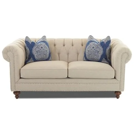 Traditional 80" Chesterfield Studio Sofa with Tack Nails